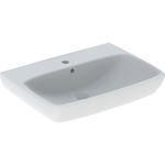 Lavabo serie Geberit Selnova Square: 65x48cm, Toma de grifo=Centro, Rebosadero=Visible, Blanco
